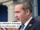 Mike Waltz speaks with reporters in the press room at the White House on Feb. 20, 2025. AP Photo/Alex Brandon